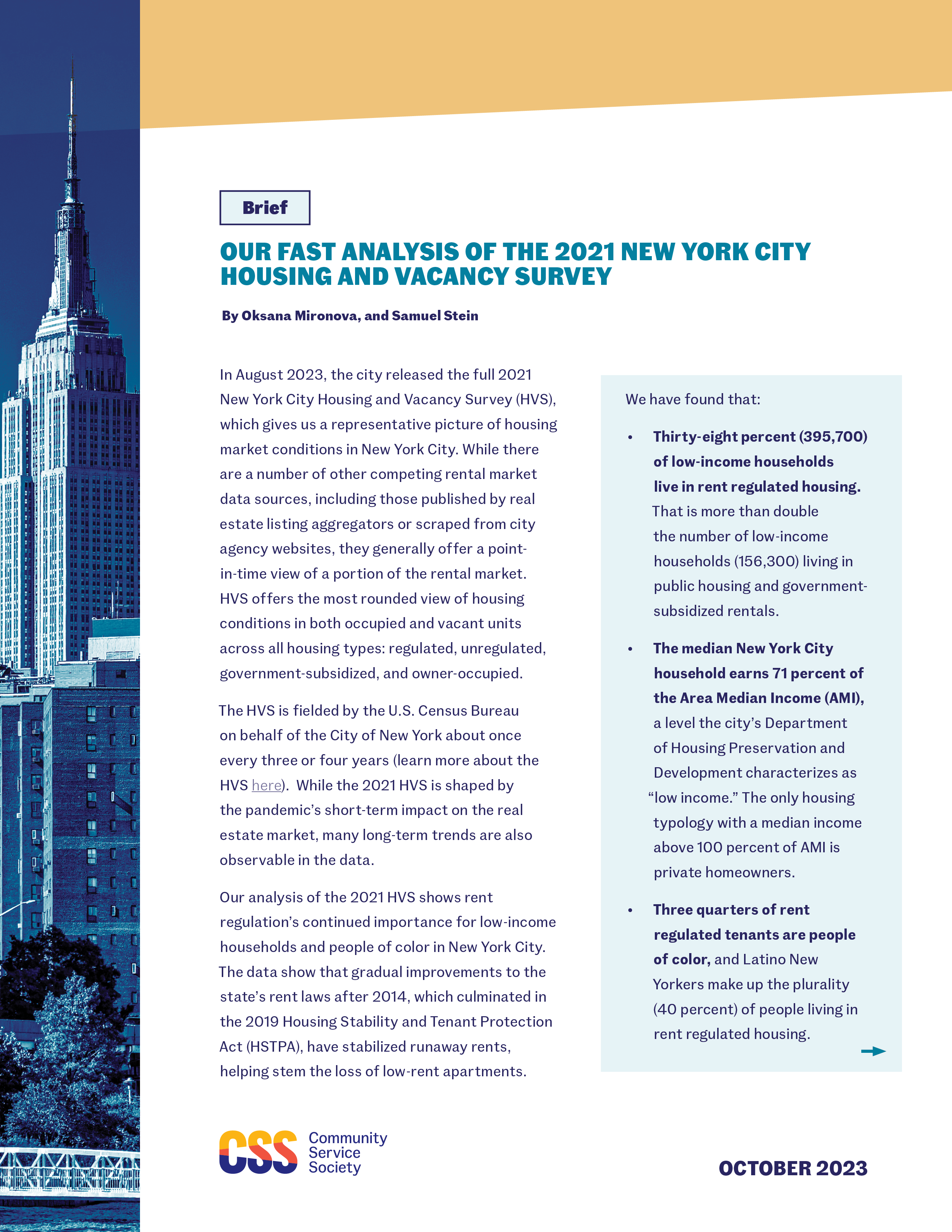 Our Fast Analysis of the 2021 New York City Housing and Vacancy