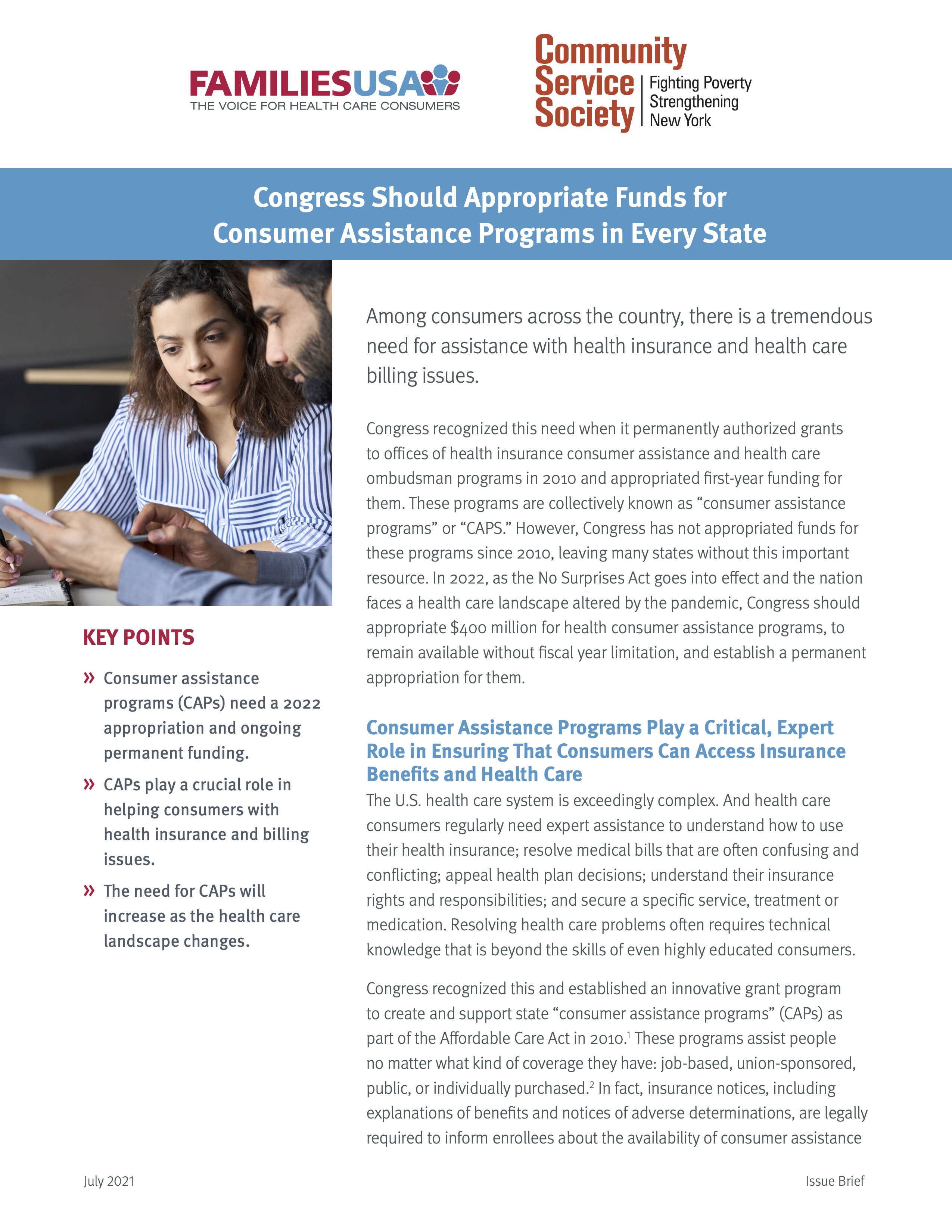 Congress Should Appropriate Funds for Consumer Assistance Programs in Every State