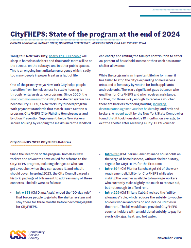 CityFHEPS Fact Sheet 1 Application Process Community Service Society