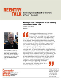Keeping it Real: A Perspective on the Formerly Incarcerated in New York