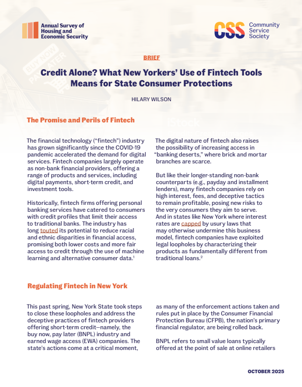 Credit Alone? What New Yorkers’ Use of Fintech Tools Means for State Consumer Protections