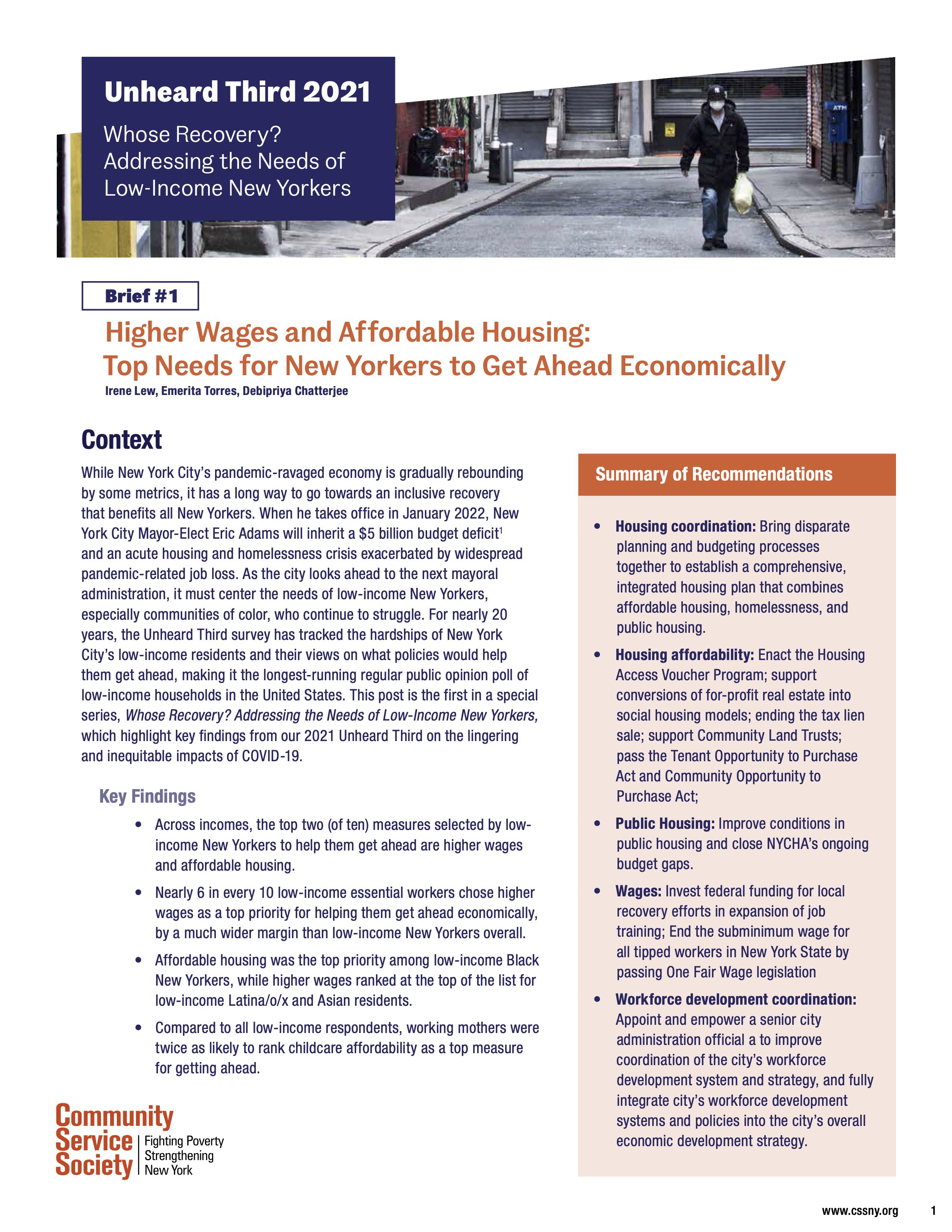 Higher Wages and Affordable Housing: Top Needs for New Yorkers to Get Ahead Economically